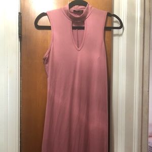 Long blush suede dress